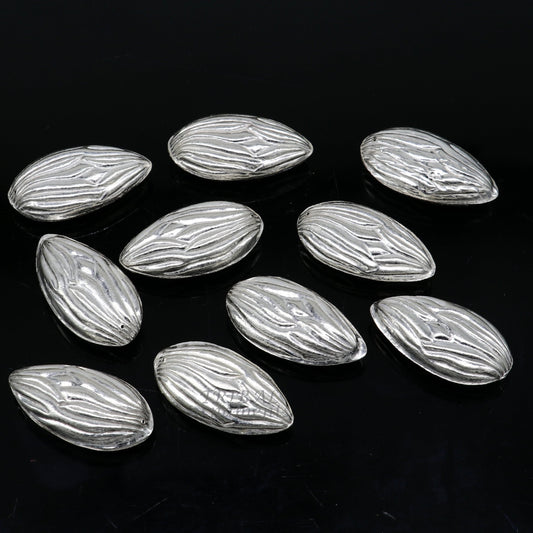 lot 5 pieces Sterling silver handmade puja article, pure silver dry fruit, silver almond puja,gift for idols God, best puja temple art su944 - TRIBAL ORNAMENTS