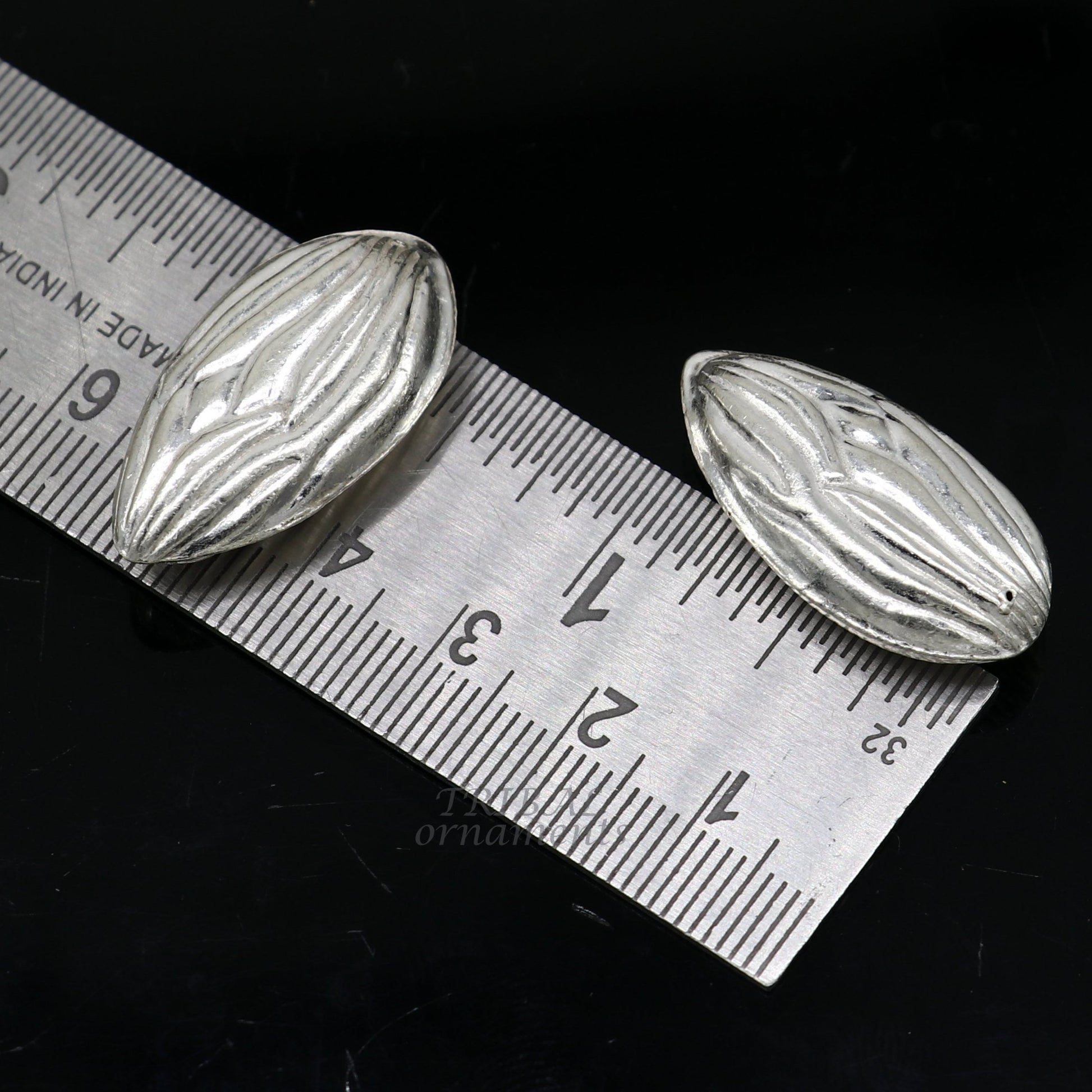 lot 5 pieces Sterling silver handmade puja article, pure silver dry fruit, silver almond puja,gift for idols God, best puja temple art su944 - TRIBAL ORNAMENTS