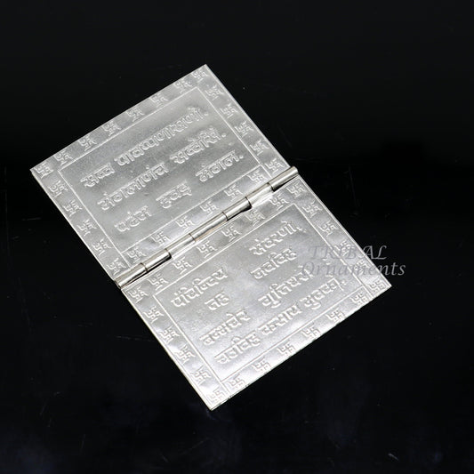 925 sterling silver handmade Divine Navkar Mantra jain mantra, shree sthapna ji namaskar mahamantra page book with boot stand su954 - TRIBAL ORNAMENTS