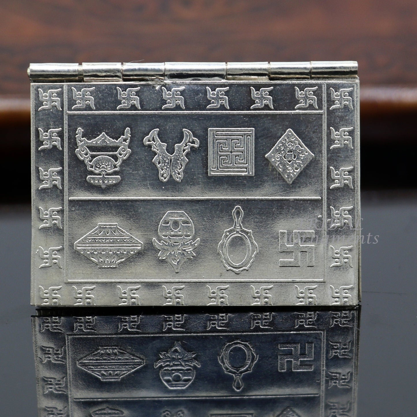 925 sterling silver handmade Divine Navkar Mantra jain mantra, shree sthapna ji namaskar mahamantra page book with boot stand su954 - TRIBAL ORNAMENTS