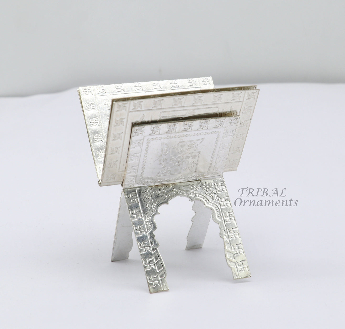 925 sterling silver handmade Divine Navkar Mantra jain mantra, shree sthapna ji namaskar mahamantra page book with boot stand su954 - TRIBAL ORNAMENTS
