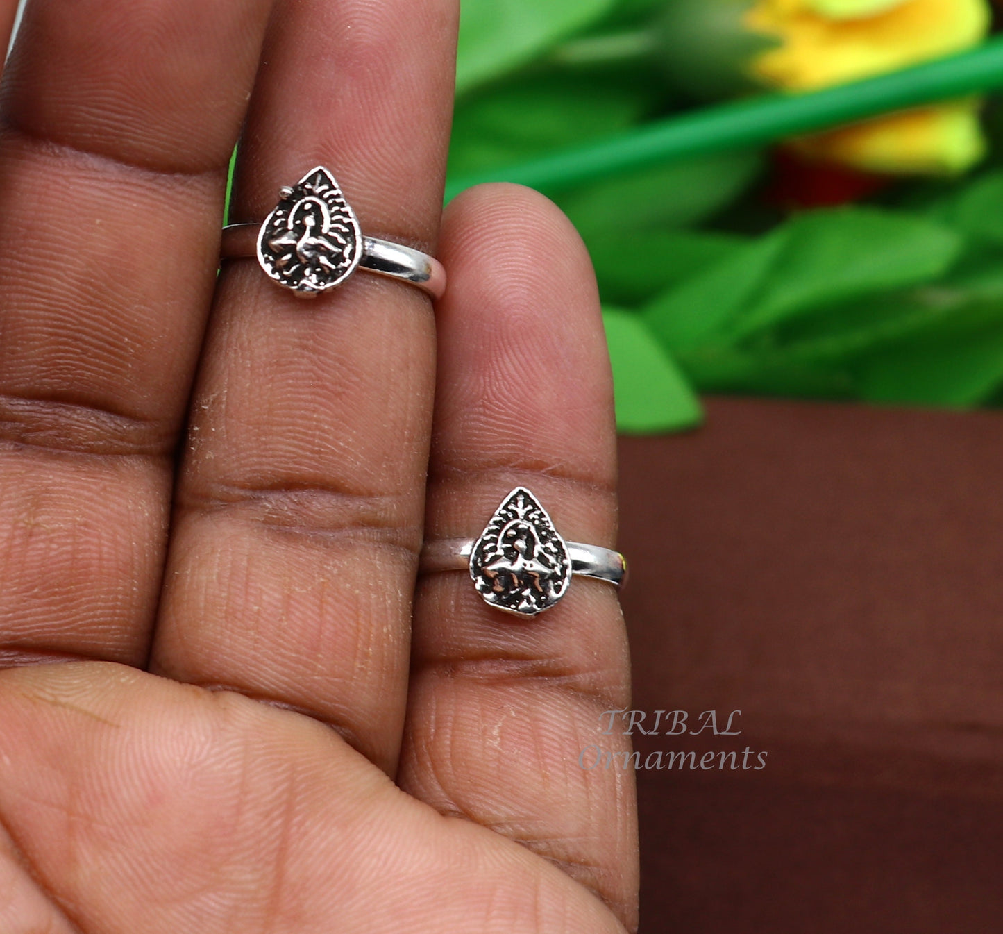 925 sterling silver handmade fabulous peacock design toe ring band tribal belly dance vintage style ethnic jewelry ytr37 - TRIBAL ORNAMENTS
