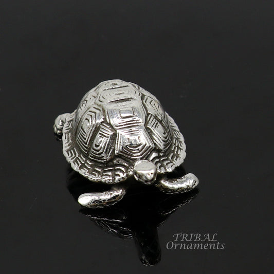925 Sterling silver vintage antique design small tortoise statue or sculpture, best puja article for wealth and prosperity for home art578 - TRIBAL ORNAMENTS