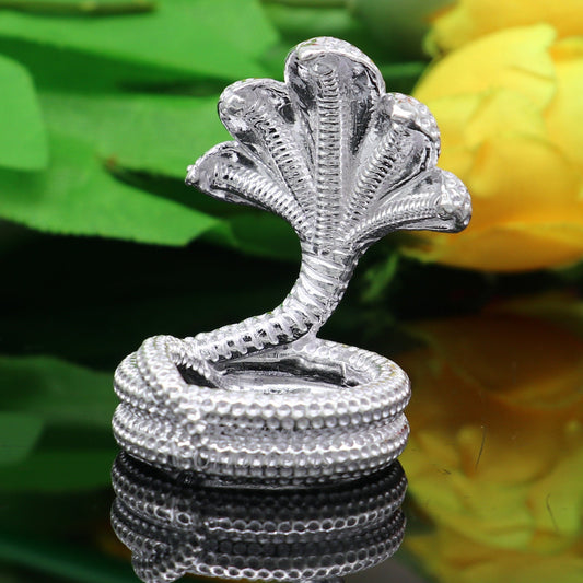 925 Solid silver handmade Divine Sheshnag holy Small snake or shiva snake for puja or worshipping, solid Diwali puja article art564 - TRIBAL ORNAMENTS