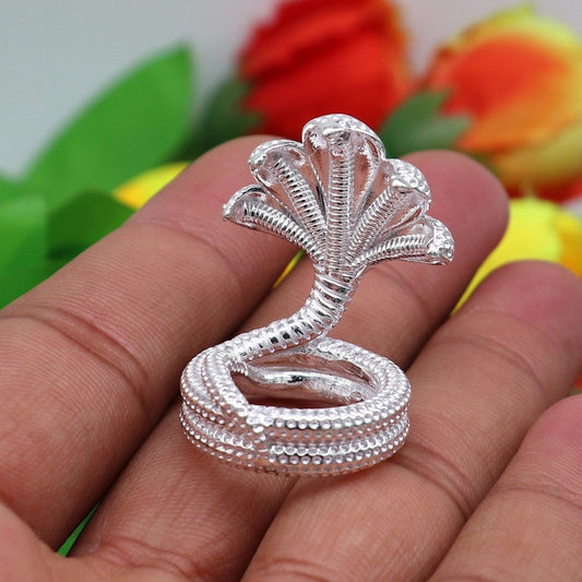 925 sterling silver solid divine panchmukhi Sheshnag, wonderful shiva snake amazing puja articles or utensils for home or temple art565 - TRIBAL ORNAMENTS