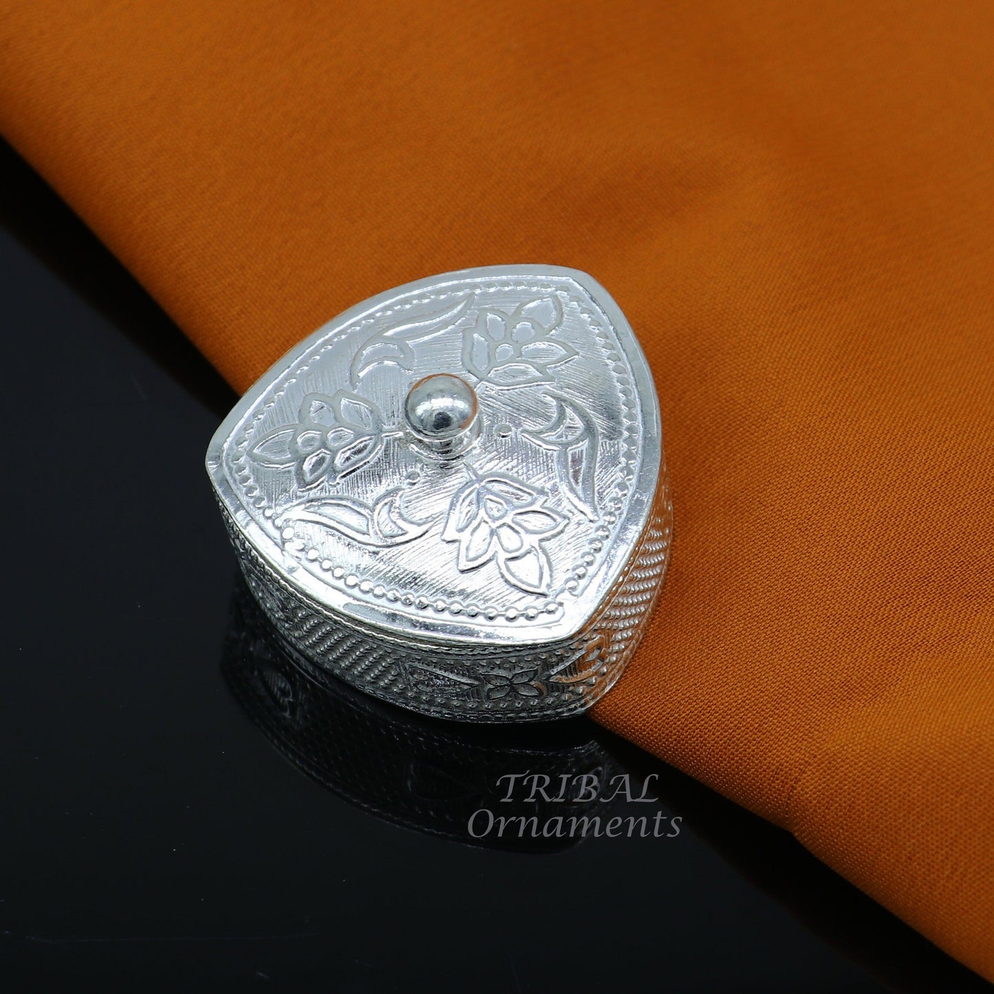 925 sterling silver trinket box, kajal box/casket box bridal polygon shape sindur box collection, container box, eyeliner box gifting stb399 - TRIBAL ORNAMENTS