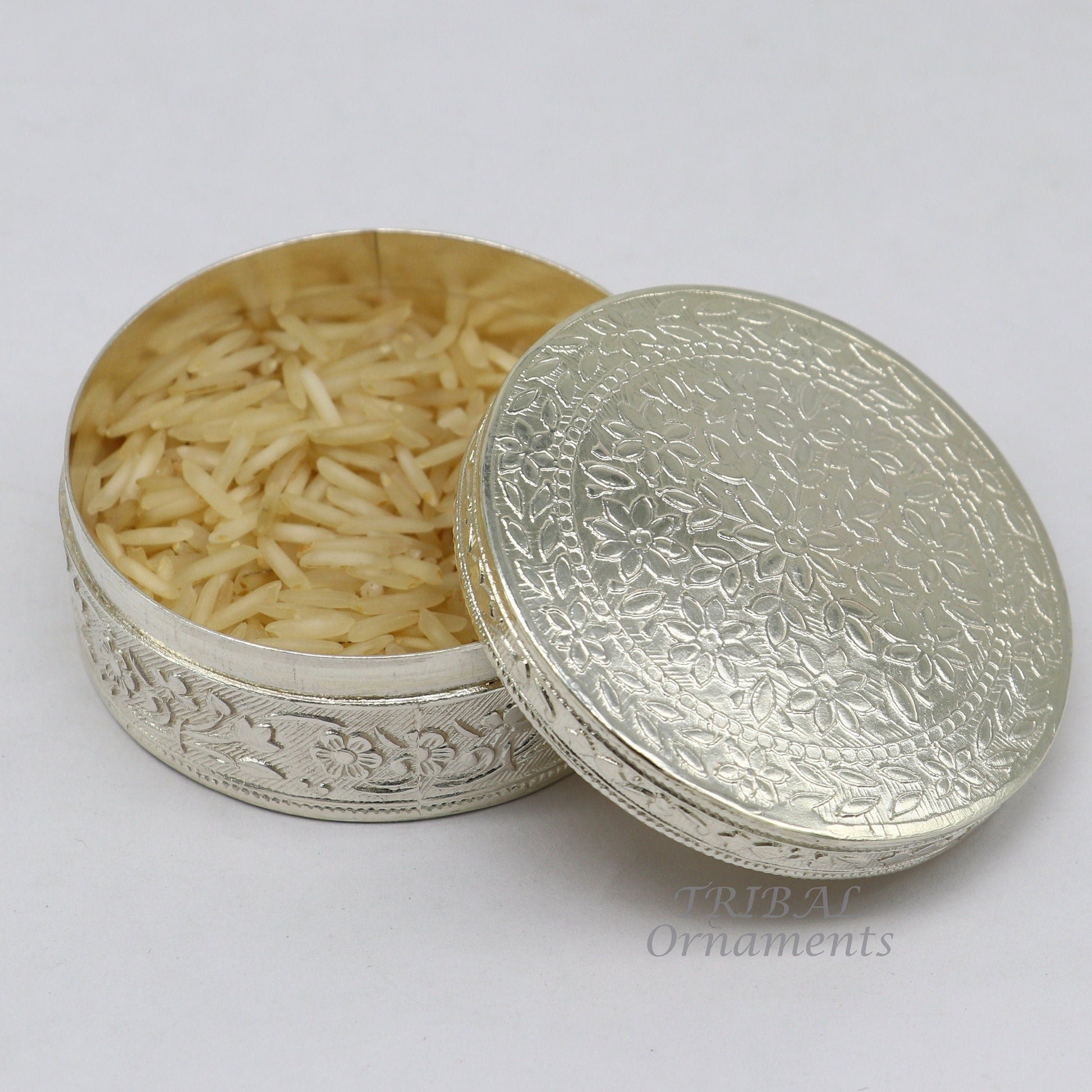 2.3" 925 silver handmade trinket box, brides powder box or dry fruit box. pills candy box luxury gifting ideas stb407 - TRIBAL ORNAMENTS