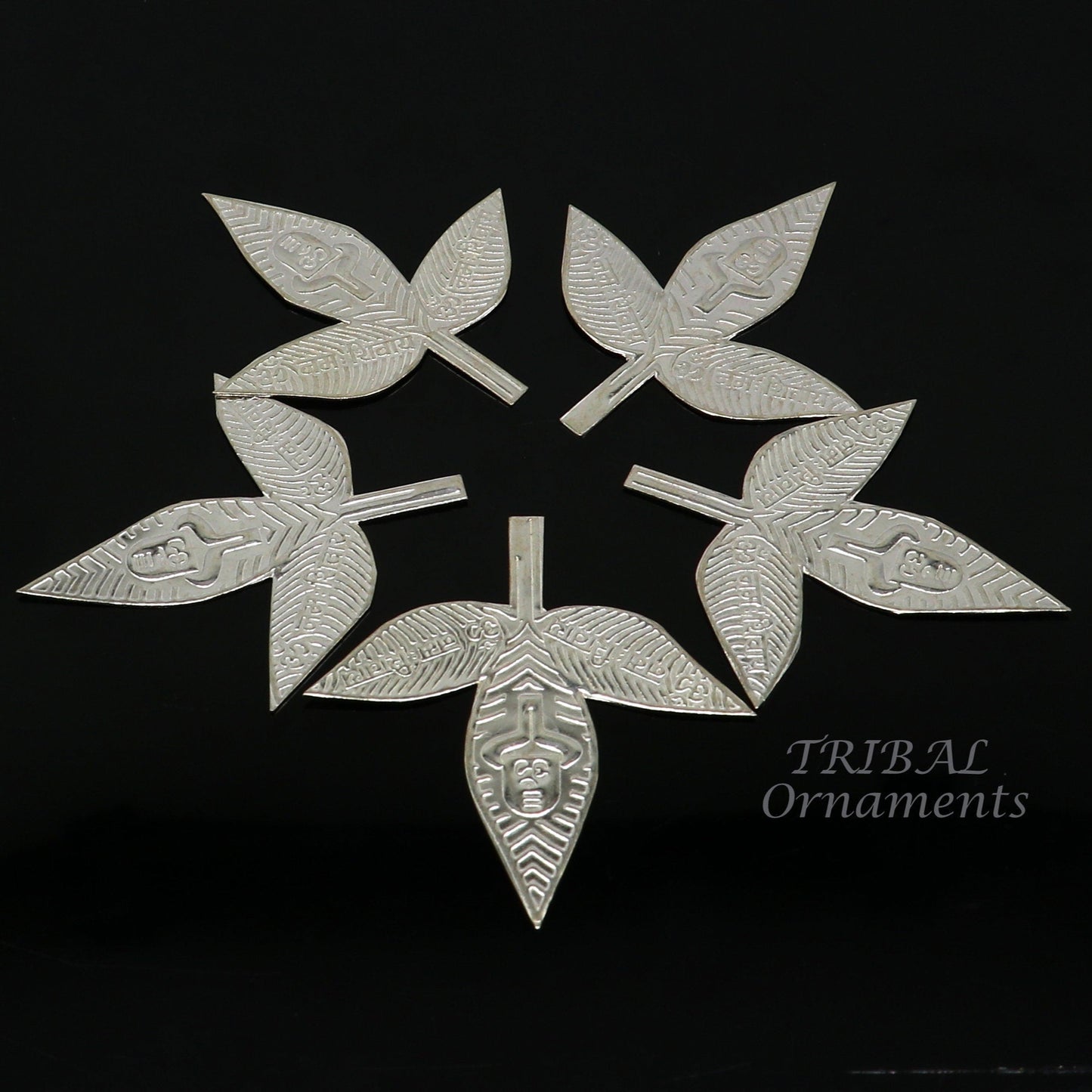 5.5cm Lord Shiva bel Patra Solid silver handmade solid belva patra, shiva worshipping/ puja article, bel tree leaves for puja su964 - TRIBAL ORNAMENTS