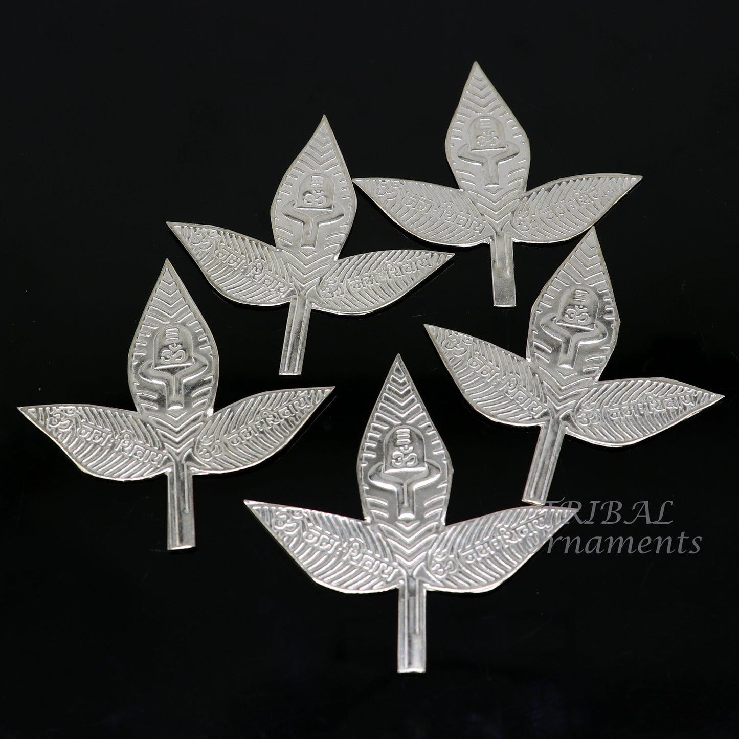 5.5cm Lord Shiva bel Patra Solid silver handmade solid belva patra, shiva worshipping/ puja article, bel tree leaves for puja su964 - TRIBAL ORNAMENTS