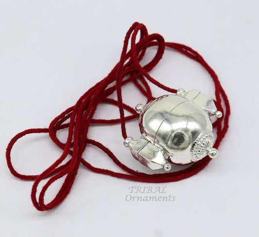 Sterling silver handmade vintage style lord Shiva lingam box pendant, unique stylish box pendant, casket box south india jewelry nsp553 - TRIBAL ORNAMENTS