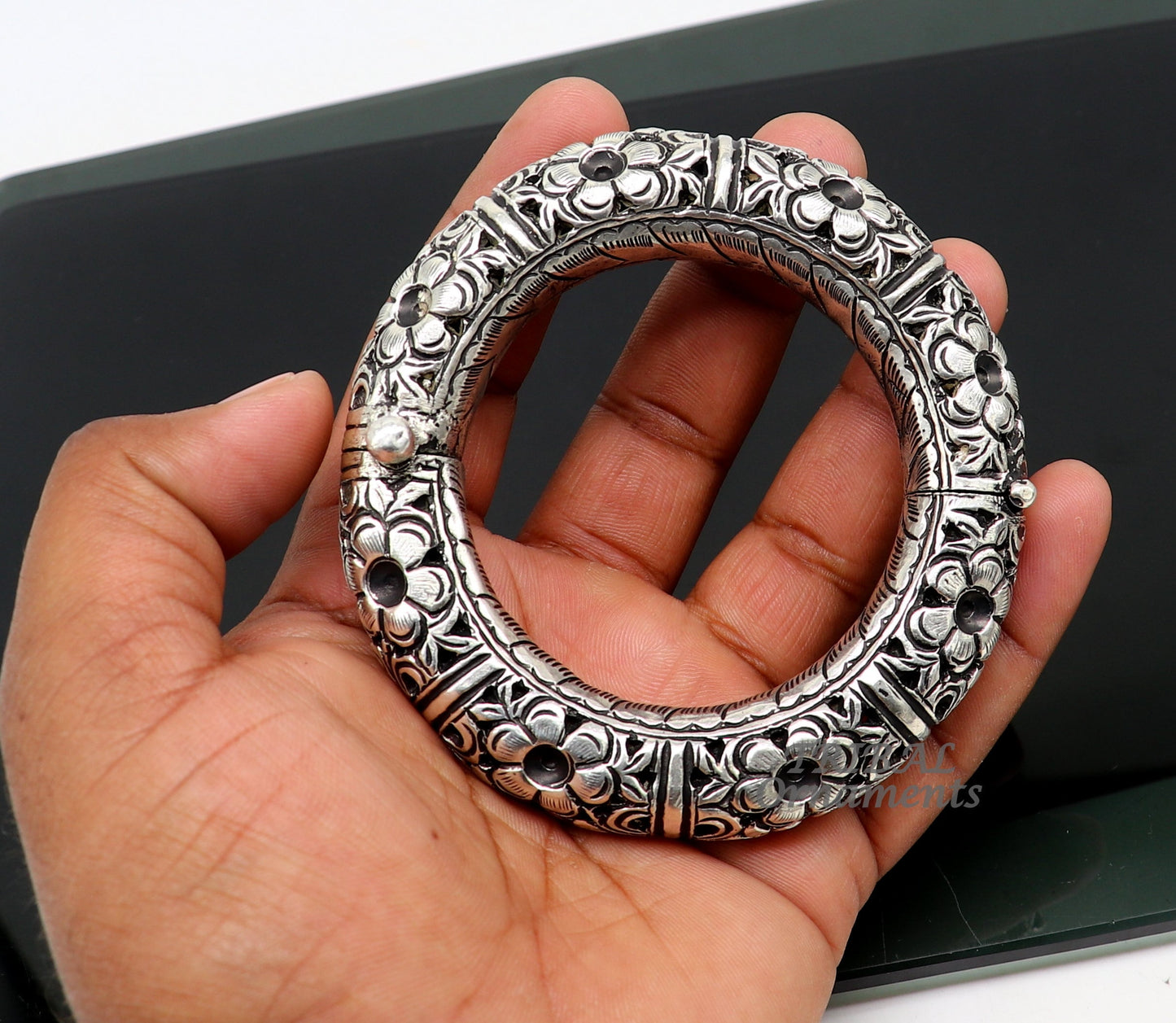 925 sterling silver handmade chitai work bangle bracelet kada unisex customized gifting men's kada jewelry nsk568 - TRIBAL ORNAMENTS