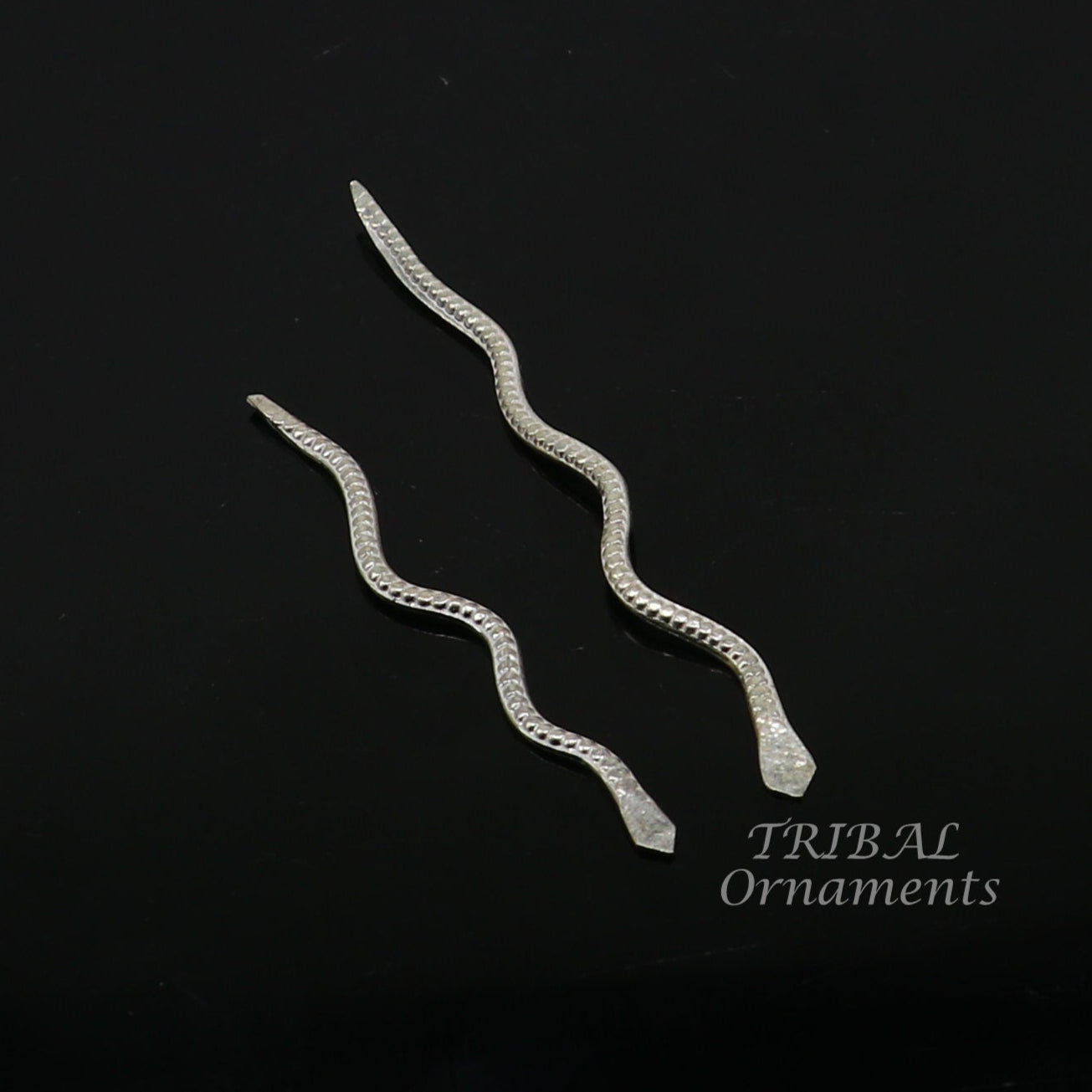 Sterling silver handmade Nag Nagin snake joda pair for puja or worshipping su967 - TRIBAL ORNAMENTS