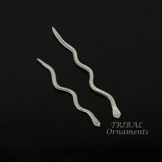 Sterling silver handmade Nag Nagin snake joda pair for puja or worshipping su967 - TRIBAL ORNAMENTS