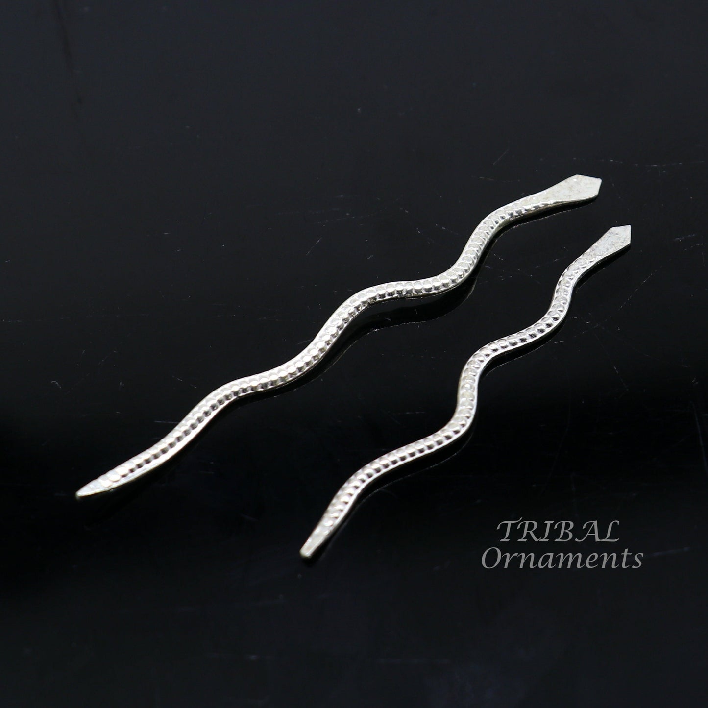 Sterling silver handmade Nag Nagin snake joda pair for puja or worshipping su967 - TRIBAL ORNAMENTS