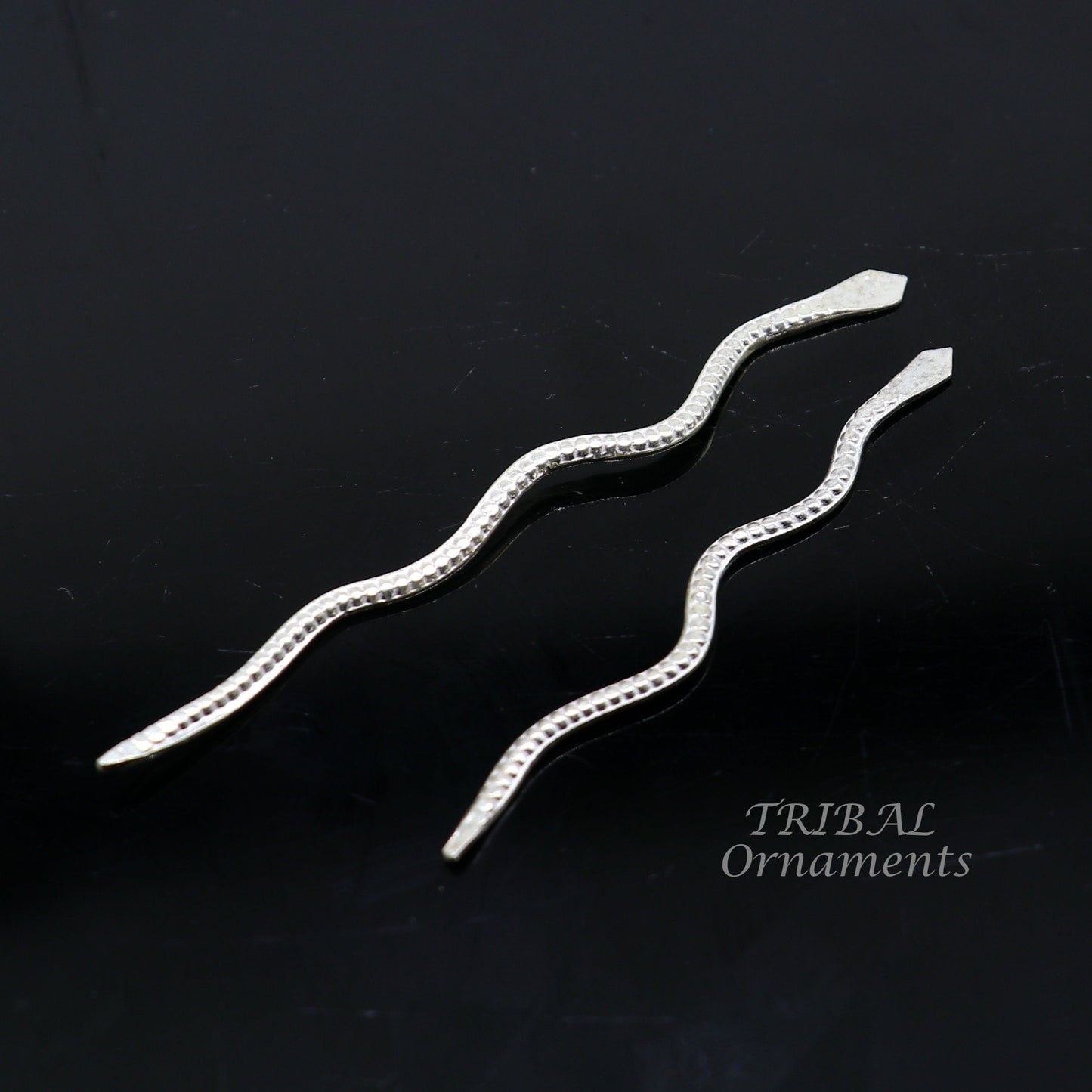 Sterling silver handmade Nag Nagin snake joda pair for puja or worshipping su967 - TRIBAL ORNAMENTS