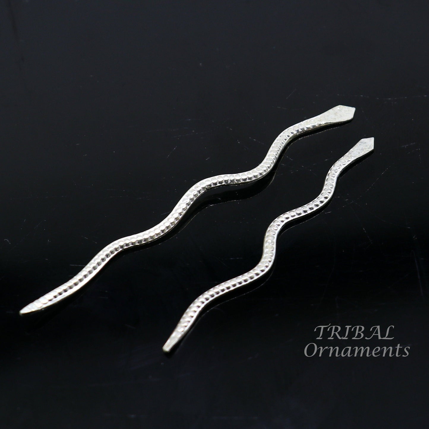Sterling silver handmade Nag Nagin snake joda pair for puja or worshipping su967 - TRIBAL ORNAMENTS