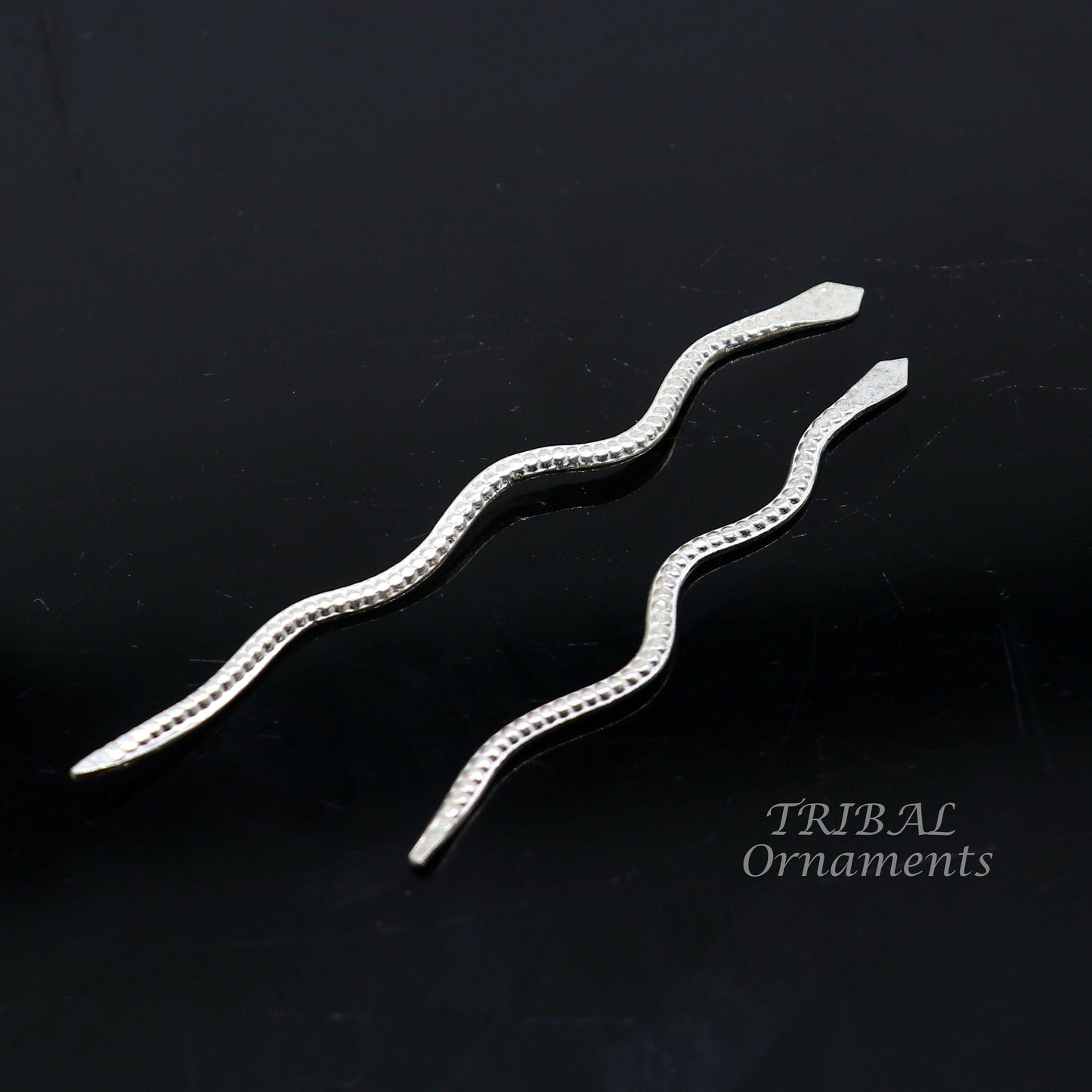 Sterling silver handmade Nag Nagin snake joda pair for puja or worshipping su967 - TRIBAL ORNAMENTS