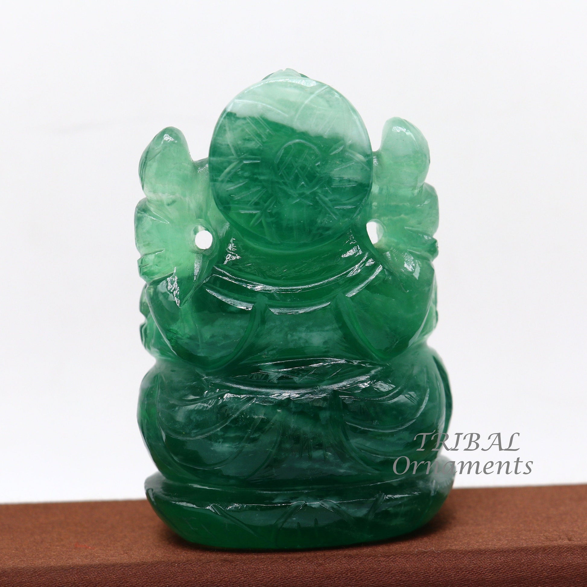 Lord Ganesha handcrafted Natural Fluorite stone statue, figurine, home temple God Ganesha stone sculpture for wealth and prosperity stna02 - TRIBAL ORNAMENTS