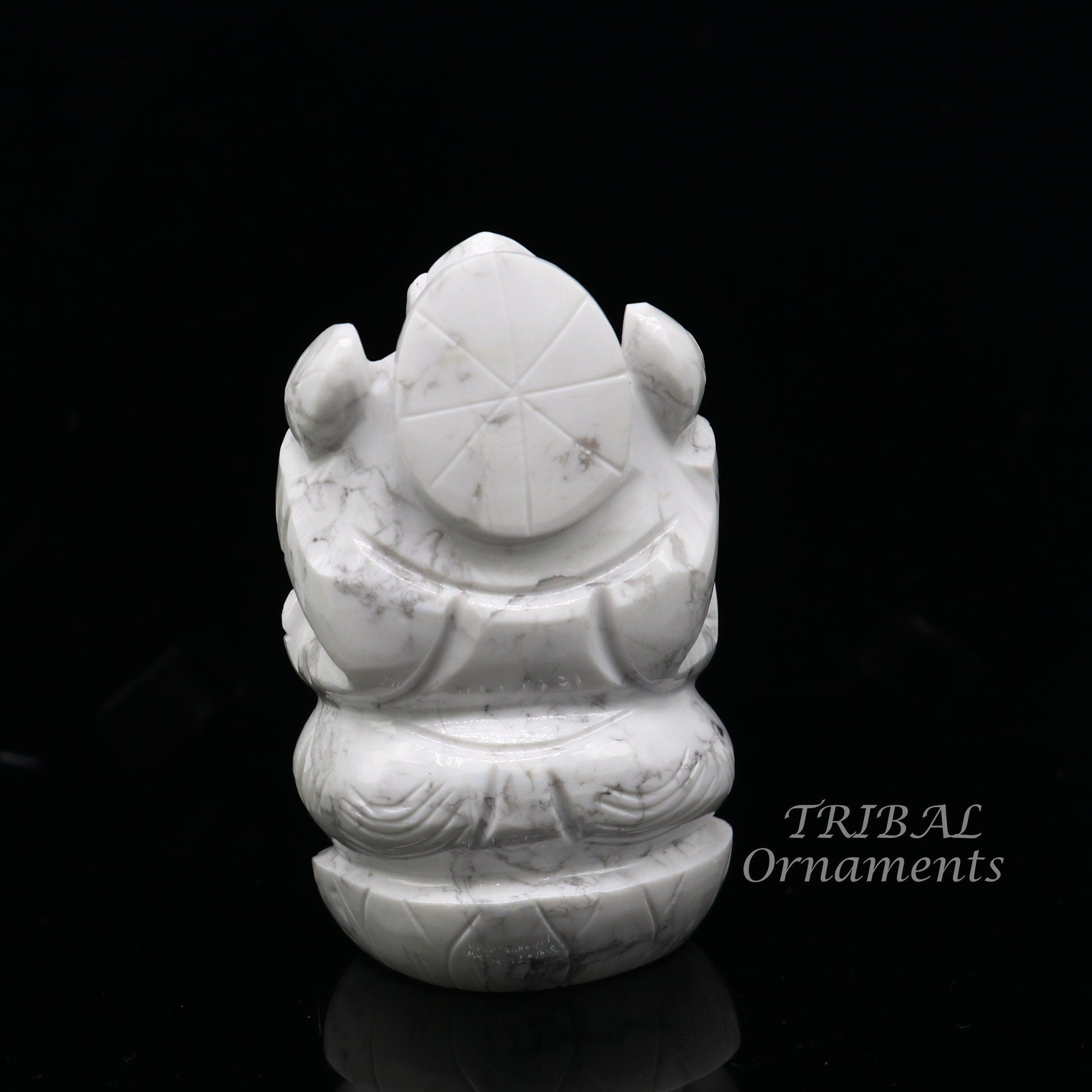 Idol Ganesha handcrafted Natural howlite stone statue figurine, home temple God Ganesha stone sculpture for wealth and prosperity stna04 - TRIBAL ORNAMENTS