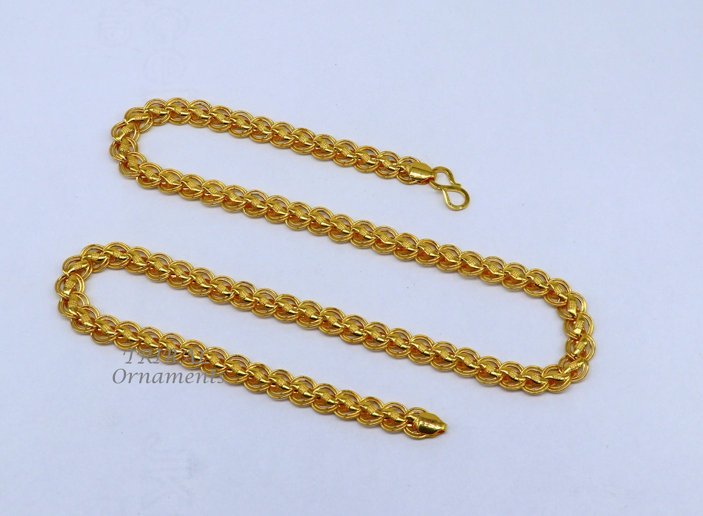22k yellow gold handmade fabulous Lotus chain necklace excellent gold men's boy's chain certified unique handmade gifting jewelry ch570 - TRIBAL ORNAMENTS