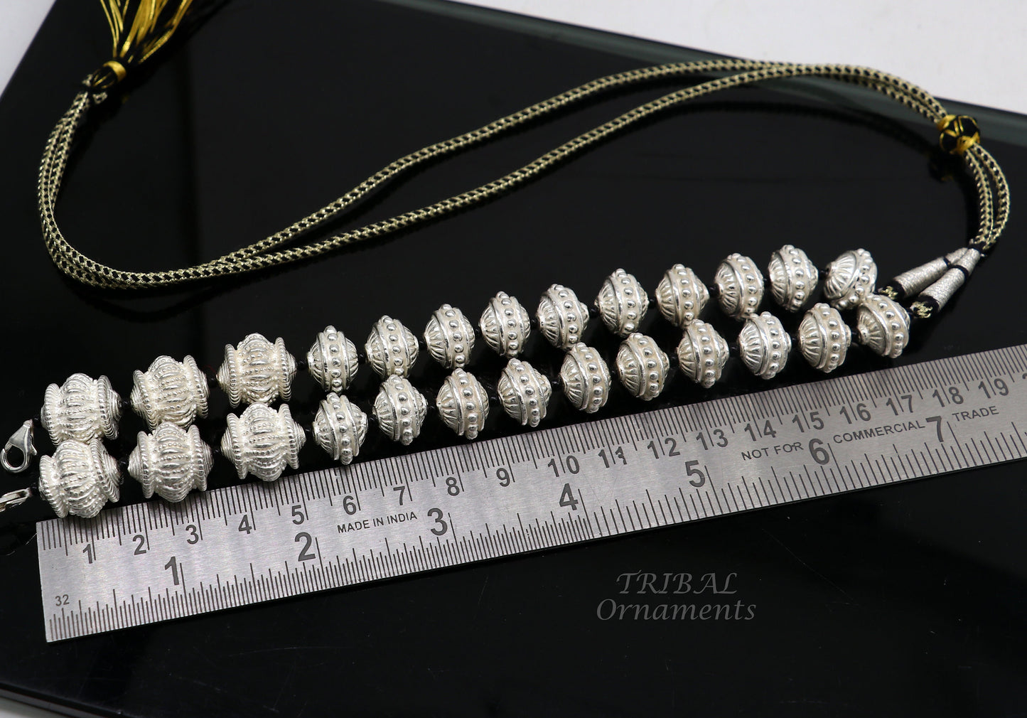 925 sterling silver handmade vintage style beaded adjustable necklace string for pendant or Mangalsutra customized ethnic jewelry set500 - TRIBAL ORNAMENTS
