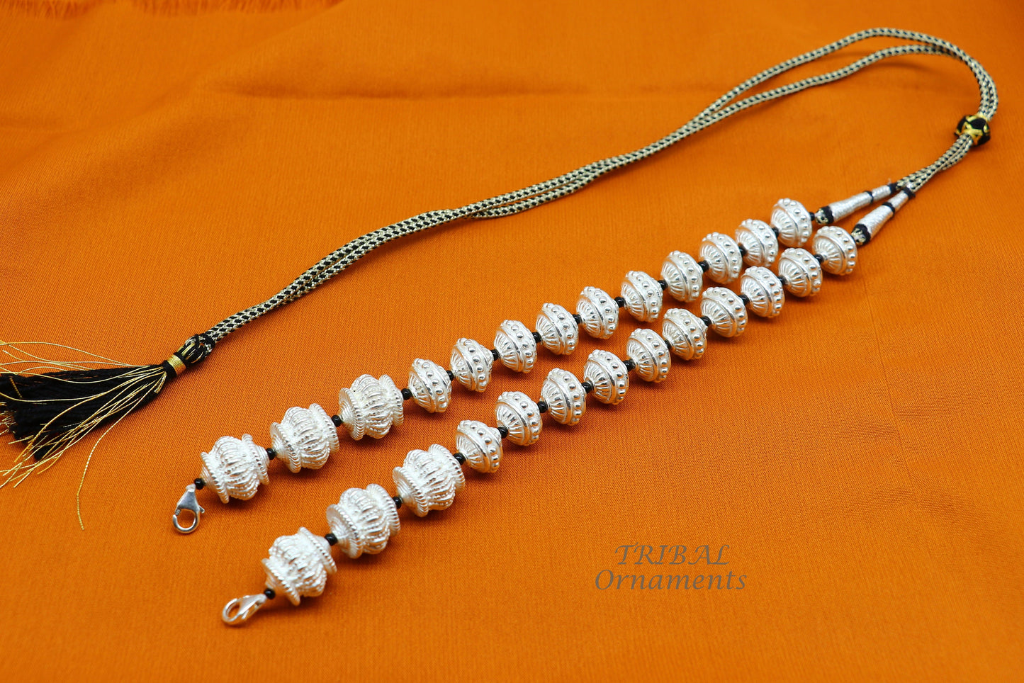 925 sterling silver handmade vintage style beaded adjustable necklace string for pendant or Mangalsutra customized ethnic jewelry set500 - TRIBAL ORNAMENTS