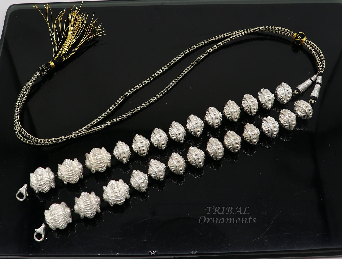 925 sterling silver handmade vintage style beaded adjustable necklace string for pendant or Mangalsutra customized ethnic jewelry set500 - TRIBAL ORNAMENTS