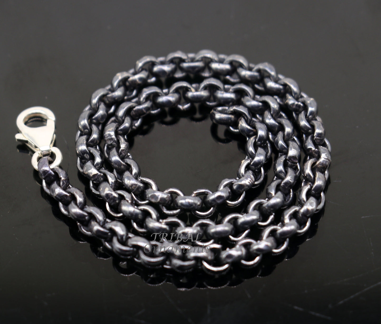 Handmade 925 sterling silver rolo chain oxidized single anklet bracelet, silver anklets, foot bracelet amazing belly dance jewelry ank512 - TRIBAL ORNAMENTS