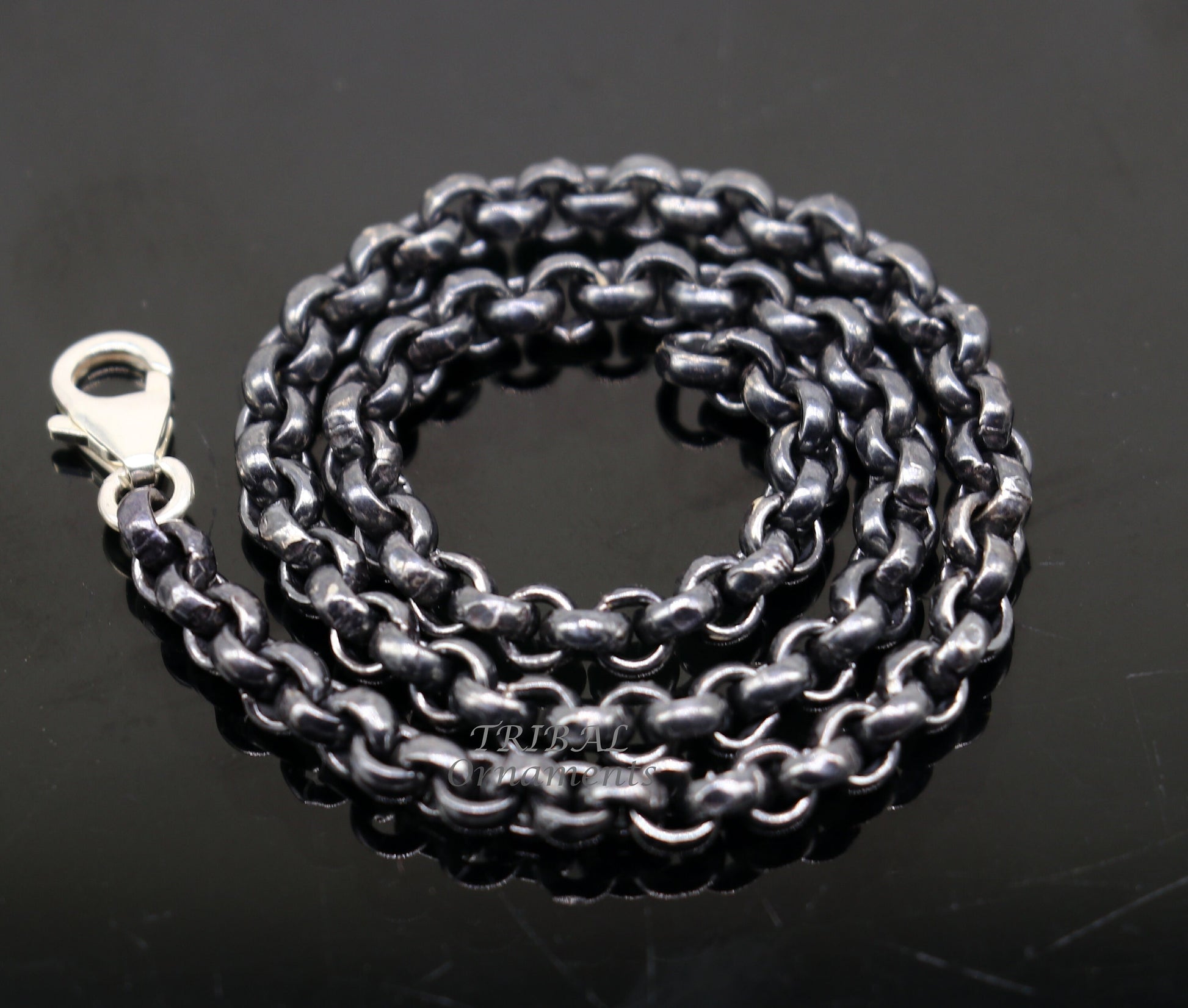 Handmade 925 sterling silver rolo chain oxidized single anklet bracelet, silver anklets, foot bracelet amazing belly dance jewelry ank512 - TRIBAL ORNAMENTS