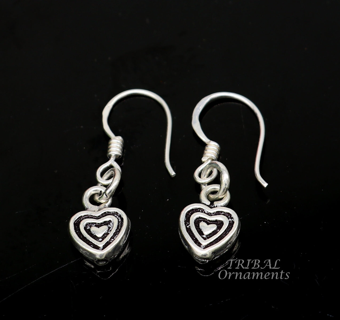 925 sterling silver handmade hook earrings, fabulous hanging pretty bells drop dangle earrings tribal ethnic jewelry from India s1089 - TRIBAL ORNAMENTS