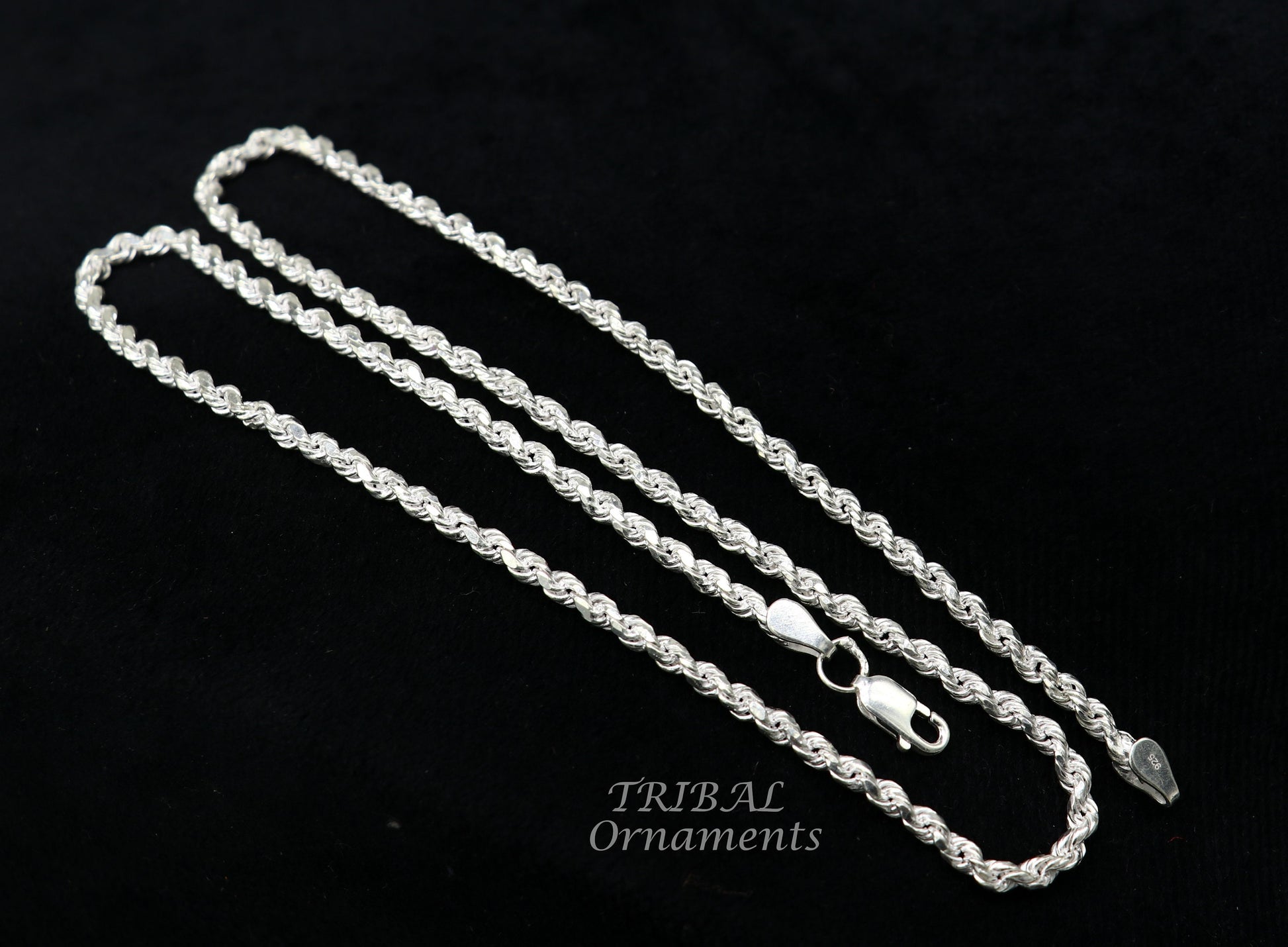 19" TO 21" Rope chain 925 sterling silver handmade single rope chain chain, necklace chain, plain bright silver chain trendy style ch506 - TRIBAL ORNAMENTS