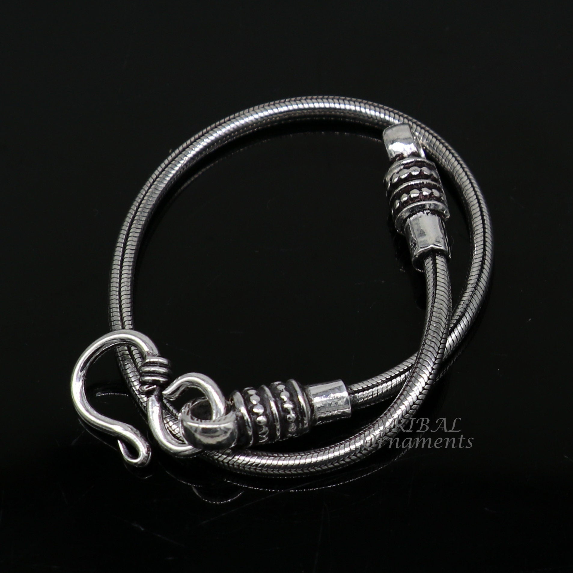2mm 925 sterling silver handmade amazing snake chain flexible unisex bracelet vintage style jewelry from Rajasthan india sbr414 - TRIBAL ORNAMENTS