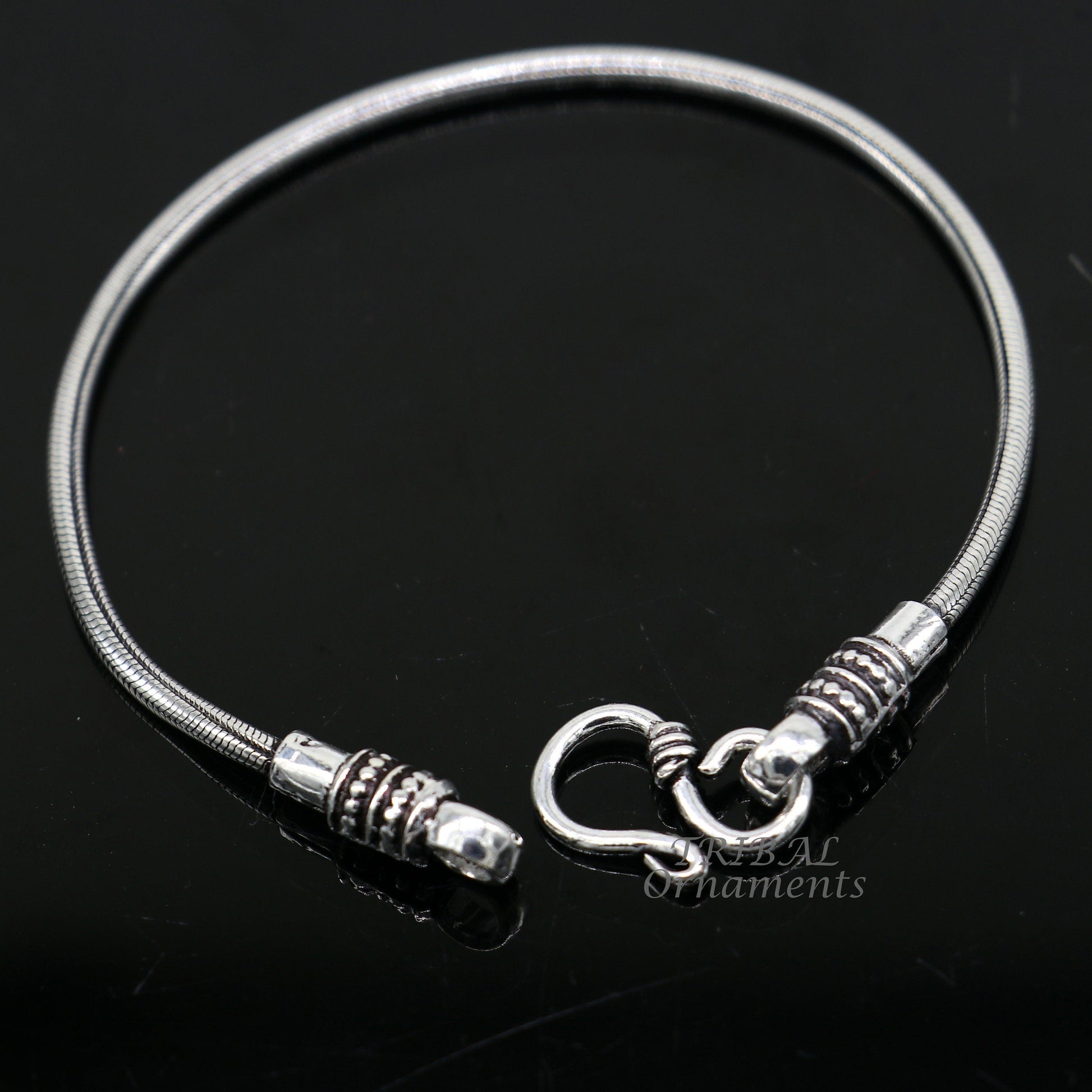 2mm 925 sterling silver handmade amazing snake chain flexible unisex bracelet vintage style jewelry from Rajasthan india sbr414 - TRIBAL ORNAMENTS