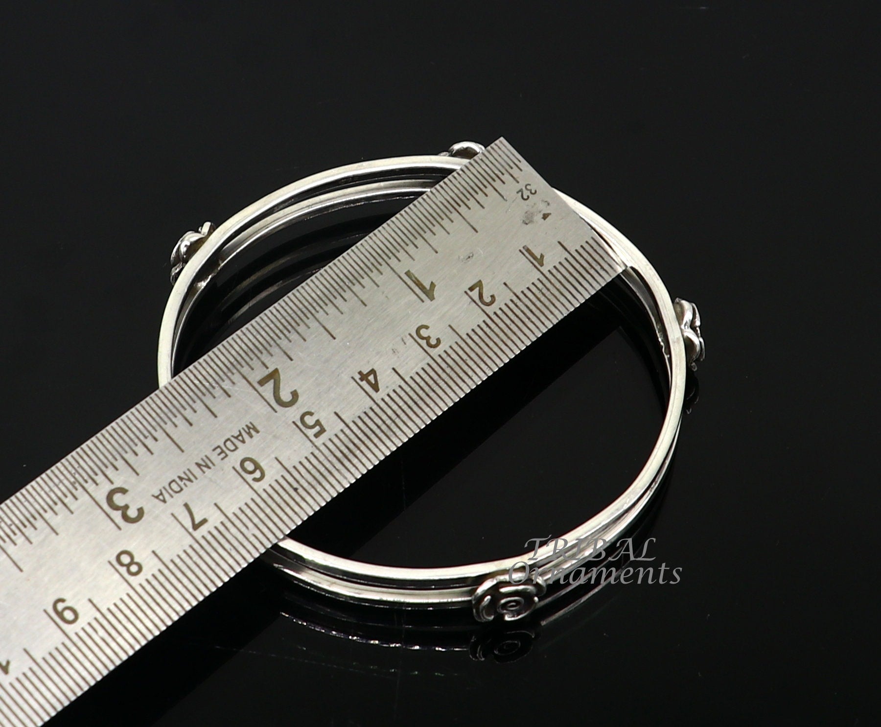 925 sterling silver flower design unique flower style handmade bangle bracelet, best brides collection wedding jewelry from india nba344 - TRIBAL ORNAMENTS