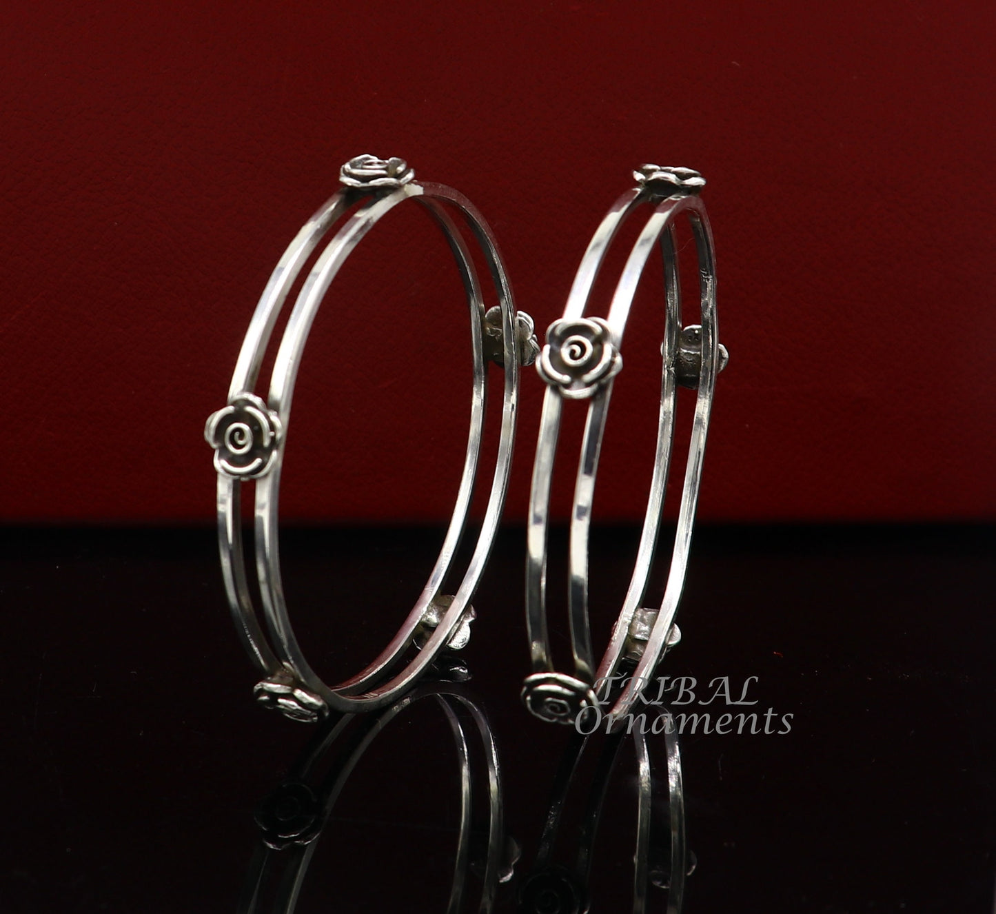 925 sterling silver flower design unique flower style handmade bangle bracelet, best brides collection wedding jewelry from india nba344 - TRIBAL ORNAMENTS