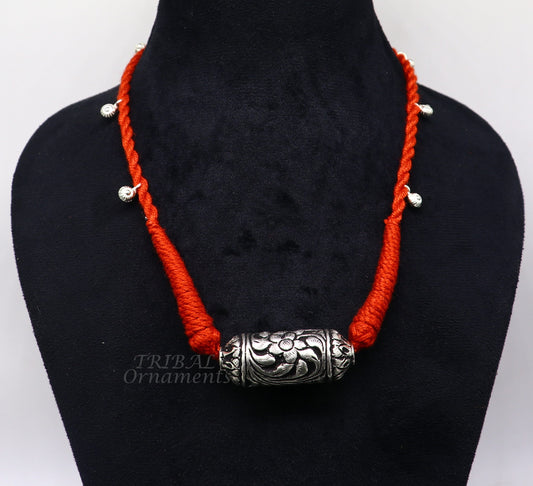 925 sterling silver handmade Rajasthani traditional stylish luxury necklace choker, best belly dance Guttapusalu necklace bride gift set508 - TRIBAL ORNAMENTS