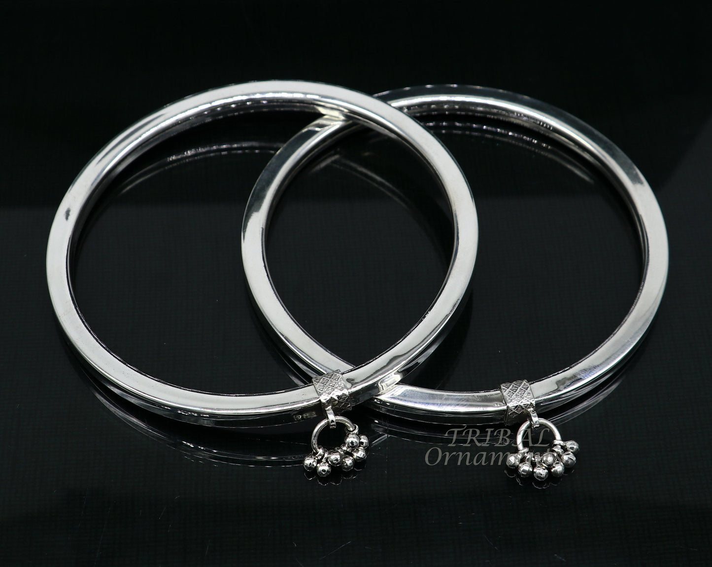 925 sterling silver handmade vintage ethnic design customized foot ankle kada bracelet with hanging drops best belly dance jewelry nsfk76 - TRIBAL ORNAMENTS
