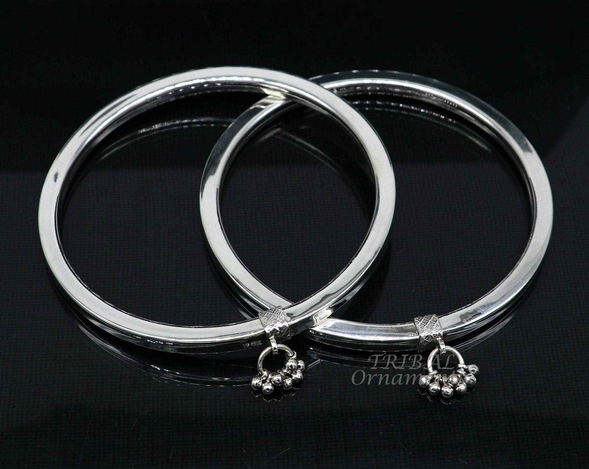 925 sterling silver handmade vintage ethnic design customized foot ankle kada bracelet with hanging drops best belly dance jewelry nsfk76 - TRIBAL ORNAMENTS