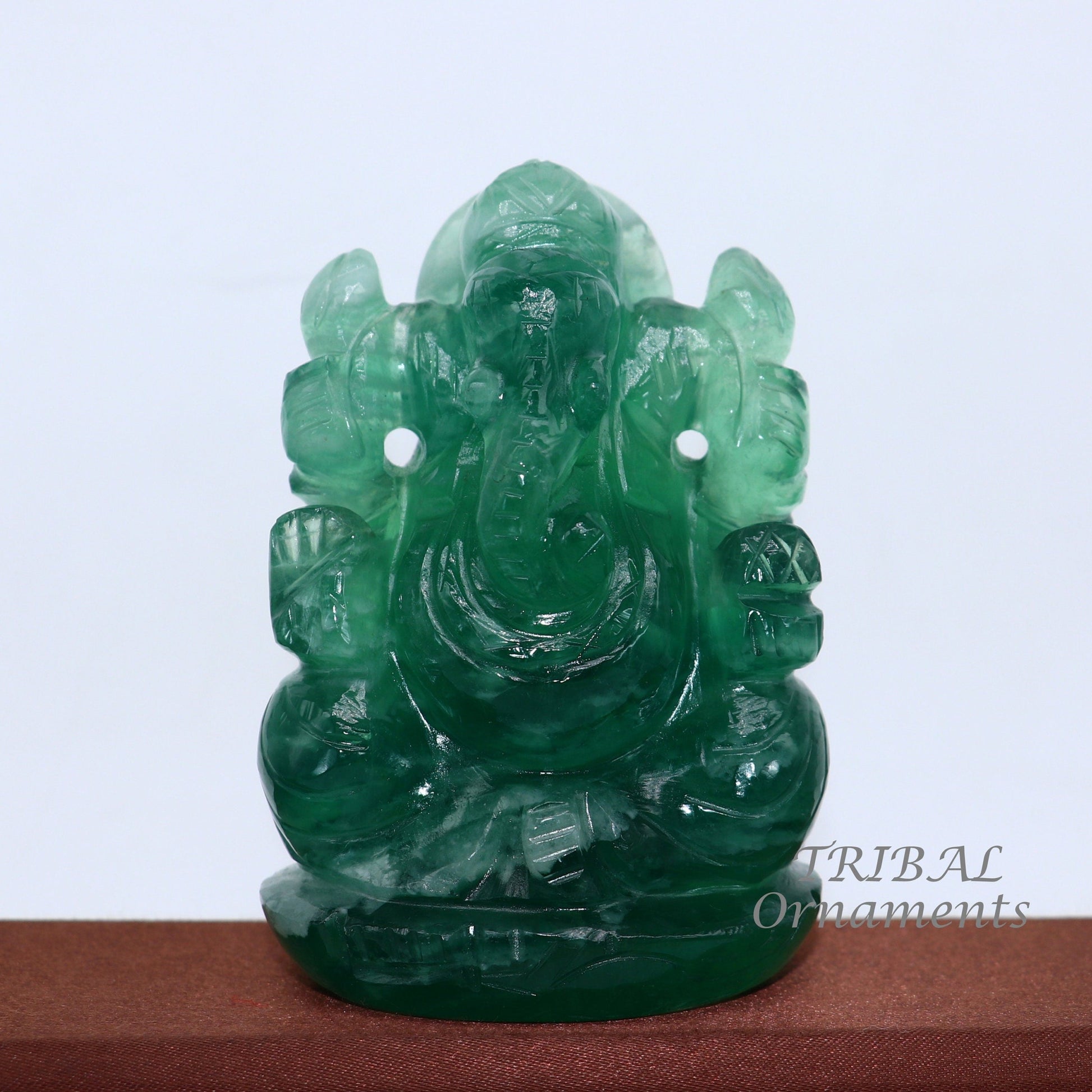 Lord Ganesha handcrafted Natural Fluorite stone statue, figurine, home temple God Ganesha stone sculpture for wealth and prosperity stna02 - TRIBAL ORNAMENTS