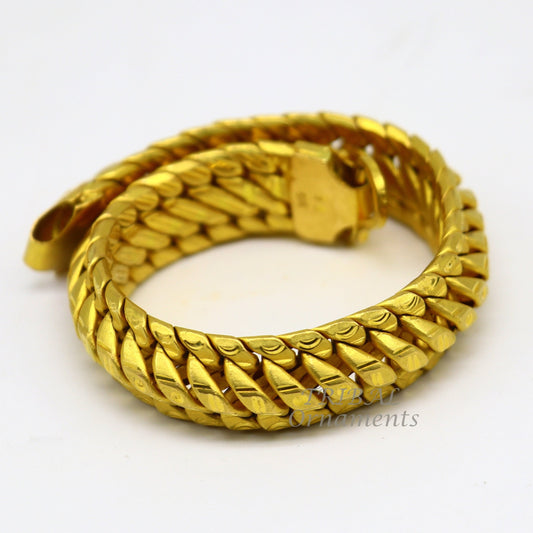 22kt yellow gold customized heavy men's bracelet, all sizes gifting bracelet, new fancy stylish bracelet men's wedding gift jewelry gbr40 - TRIBAL ORNAMENTS