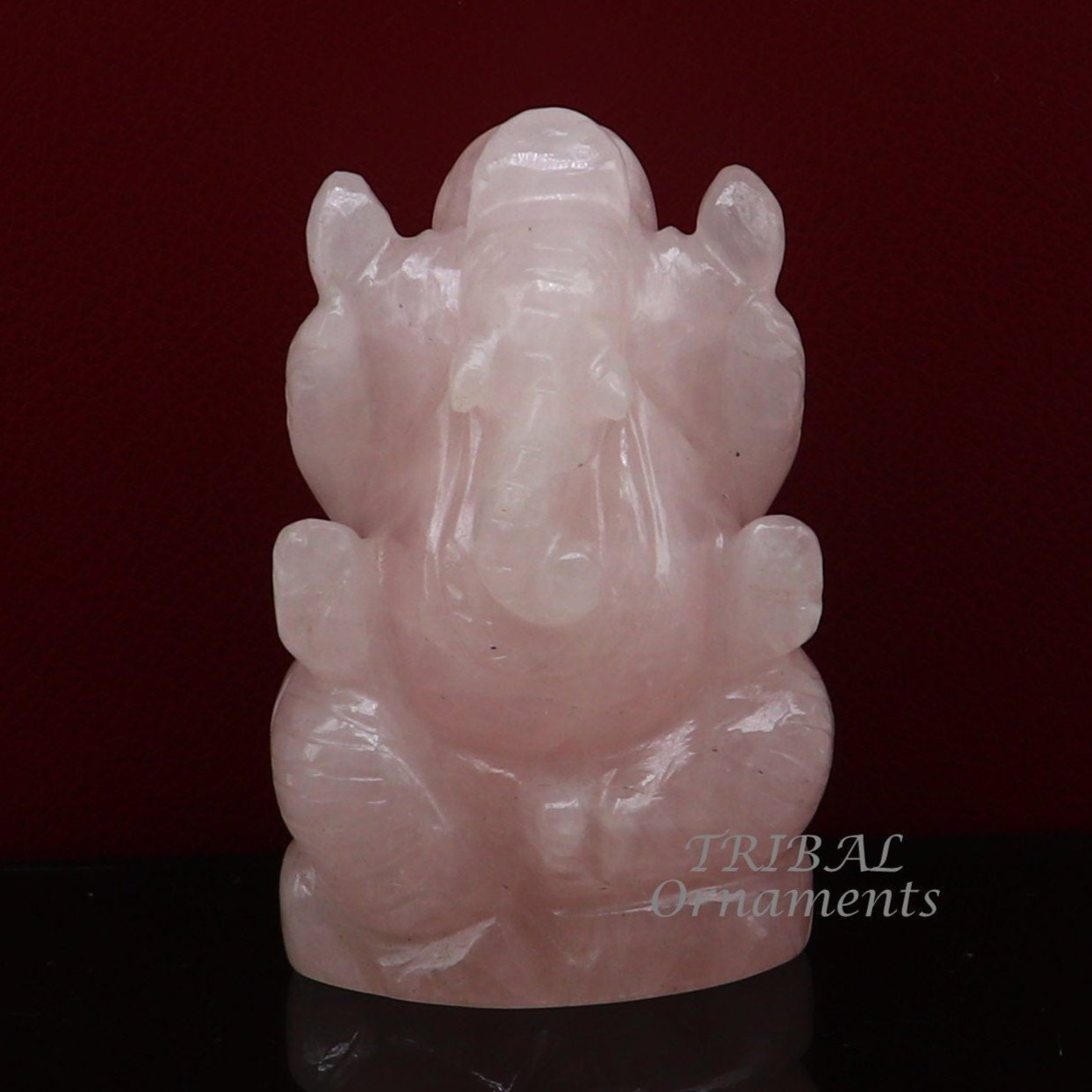 Idol Ganesha handcrafted Natural rose quartz stone statue figurine, home temple God Ganesha stone sculpture for wealth and prosperity stna05 - TRIBAL ORNAMENTS
