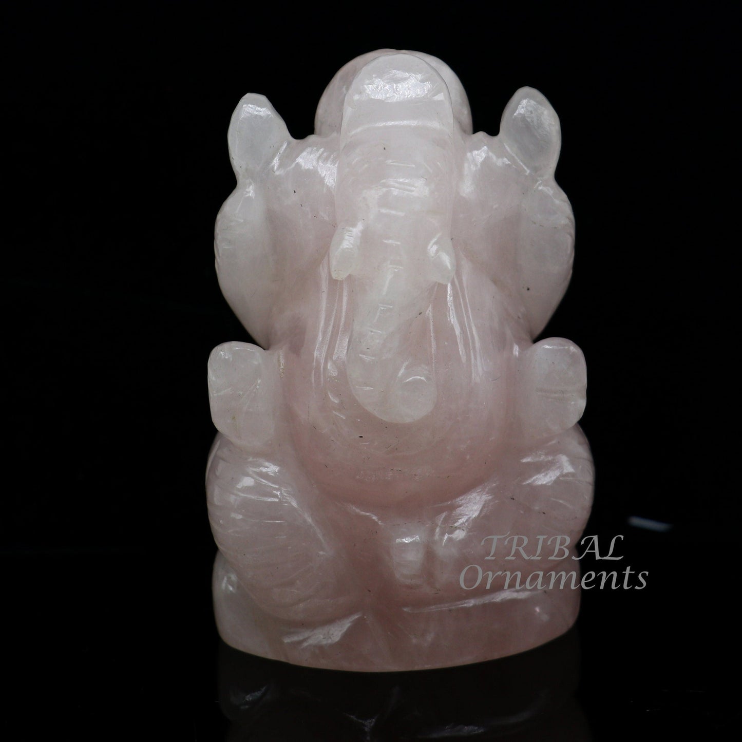 Idol Ganesha handcrafted Natural rose quartz stone statue figurine, home temple God Ganesha stone sculpture for wealth and prosperity stna05 - TRIBAL ORNAMENTS