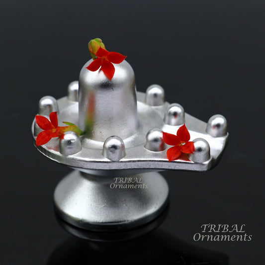 1.8" solid mercury god Shiva lingam statue 12 JYOTIRLINGA Parad Shiva lingam Sculpture for puja home best way for wealth and prosperity MA02 - TRIBAL ORNAMENTS