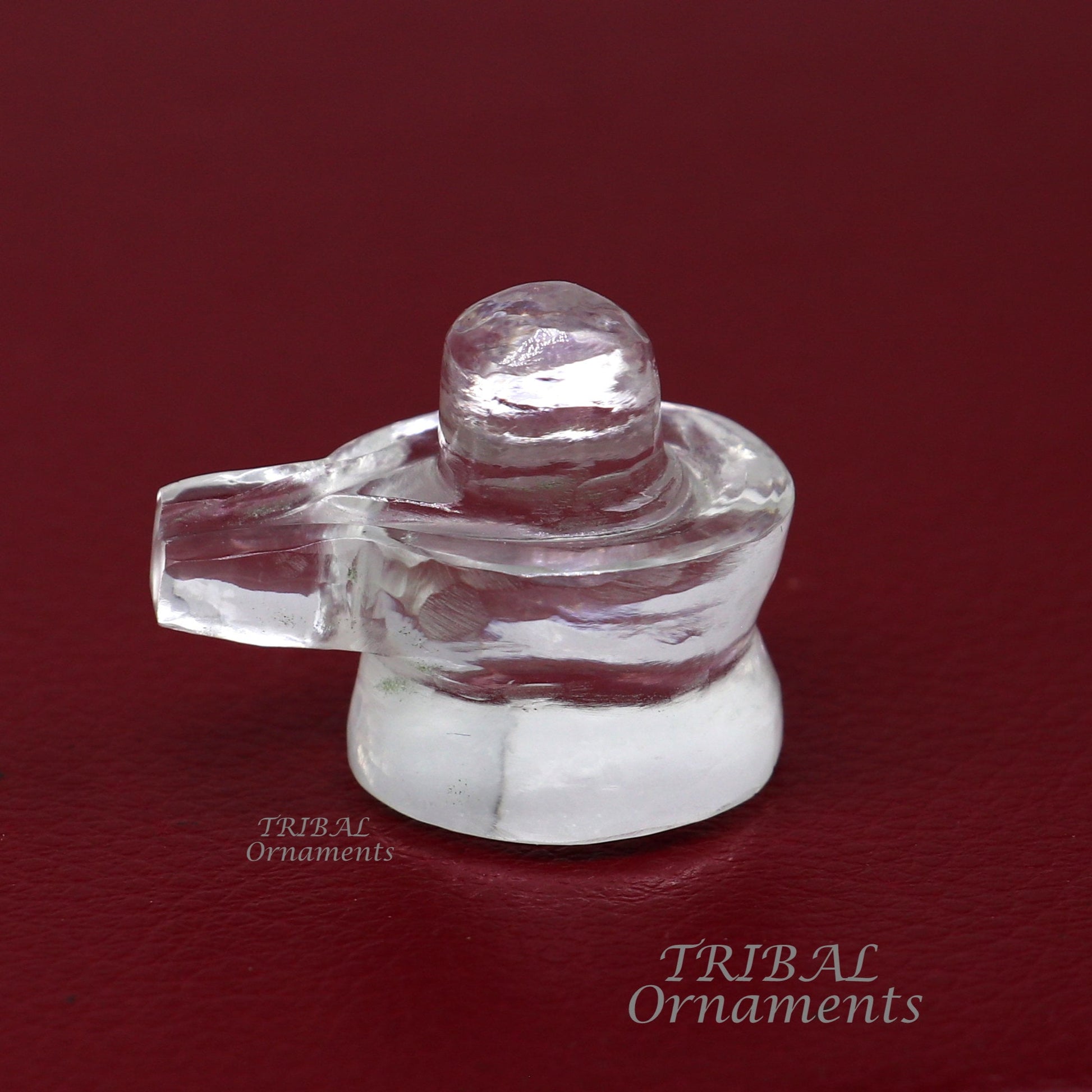 Natural sphatik crystal stone divine lor shiva lingam statue, amazing sphatik lingam puja article for wealth and prosperity stna28 - TRIBAL ORNAMENTS