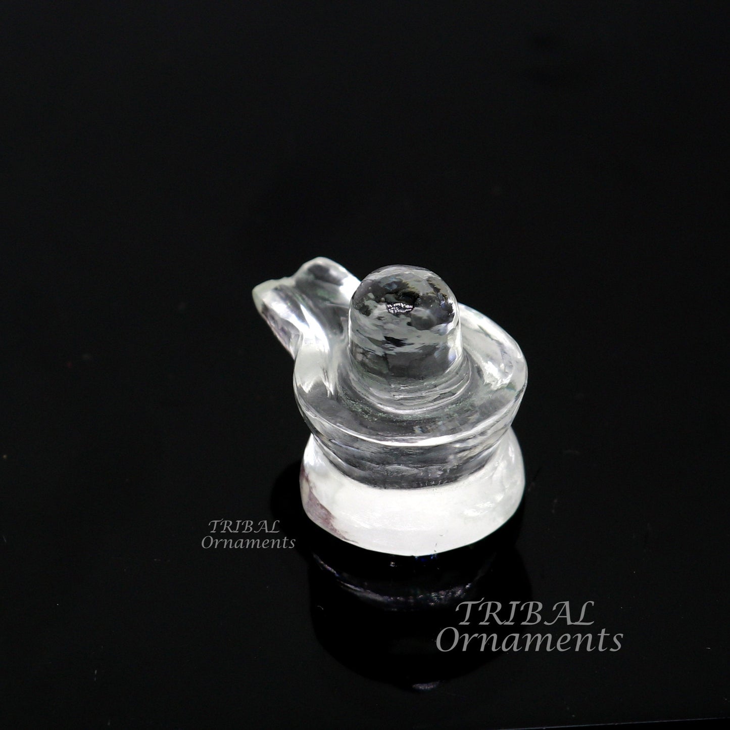 Natural sphatik crystal stone divine lor shiva lingam statue, amazing sphatik lingam puja article for wealth and prosperity stna28 - TRIBAL ORNAMENTS