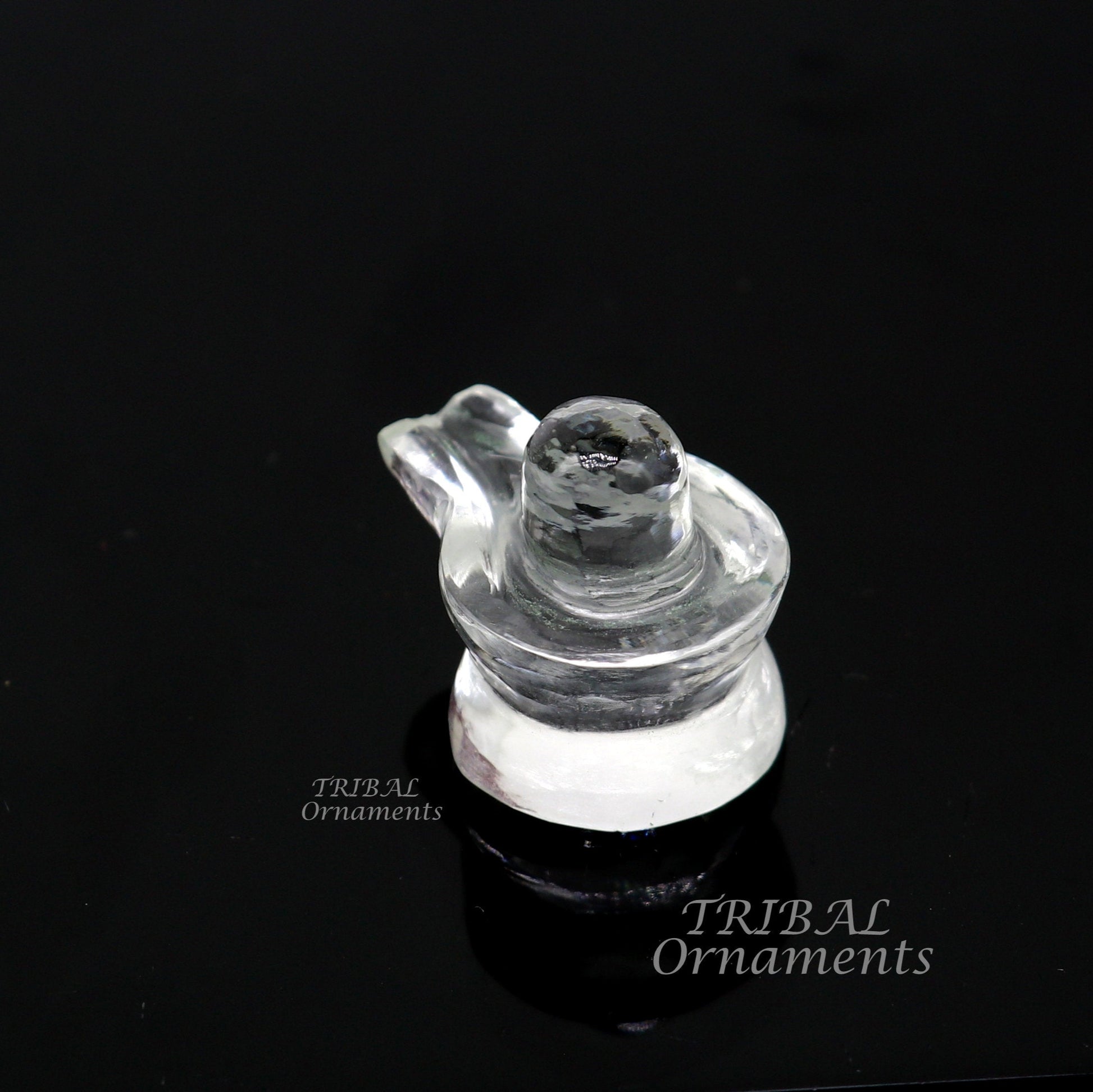 Natural sphatik crystal stone divine lor shiva lingam statue, amazing sphatik lingam puja article for wealth and prosperity stna28 - TRIBAL ORNAMENTS