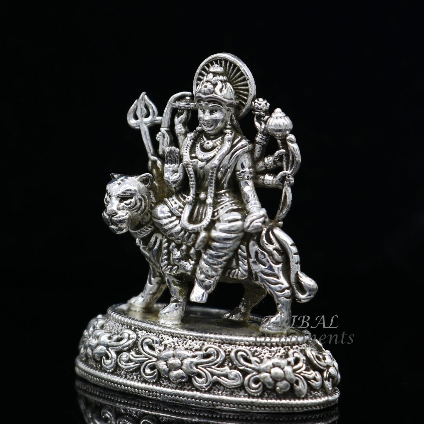 925 Sterling silver Goddess durga/bhawani maa, Pooja Articles statue, handcrafted decorative statue sculpture amazing gifting Art593 - TRIBAL ORNAMENTS