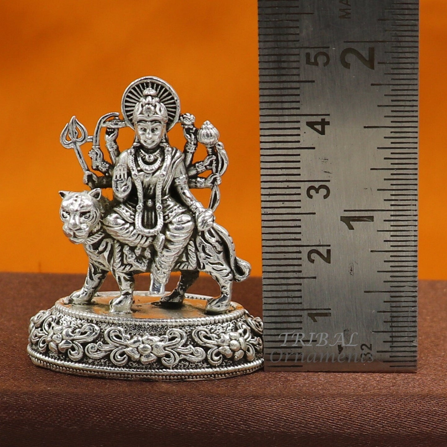 925 Sterling silver Goddess durga/bhawani maa, Pooja Articles statue, handcrafted decorative statue sculpture amazing gifting Art593 - TRIBAL ORNAMENTS