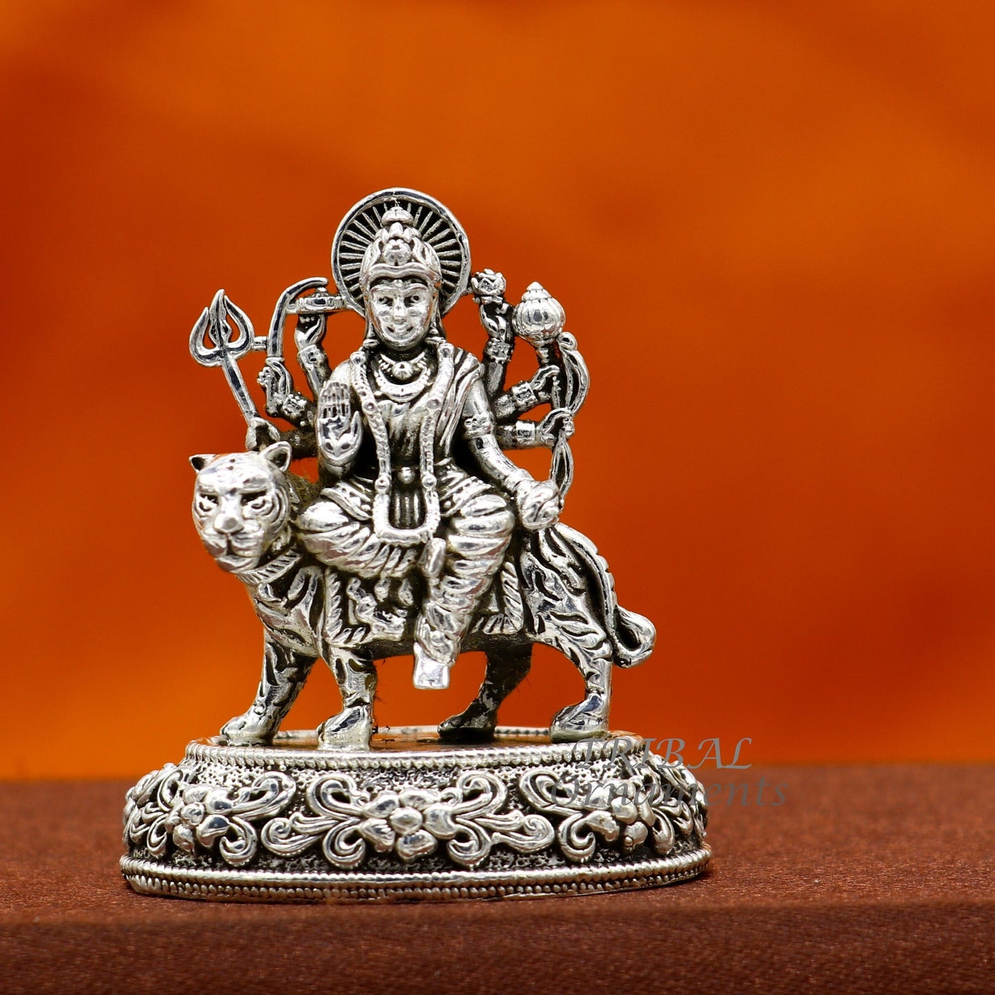 925 Sterling silver Goddess durga/bhawani maa, Pooja Articles statue, handcrafted decorative statue sculpture amazing gifting Art593 - TRIBAL ORNAMENTS