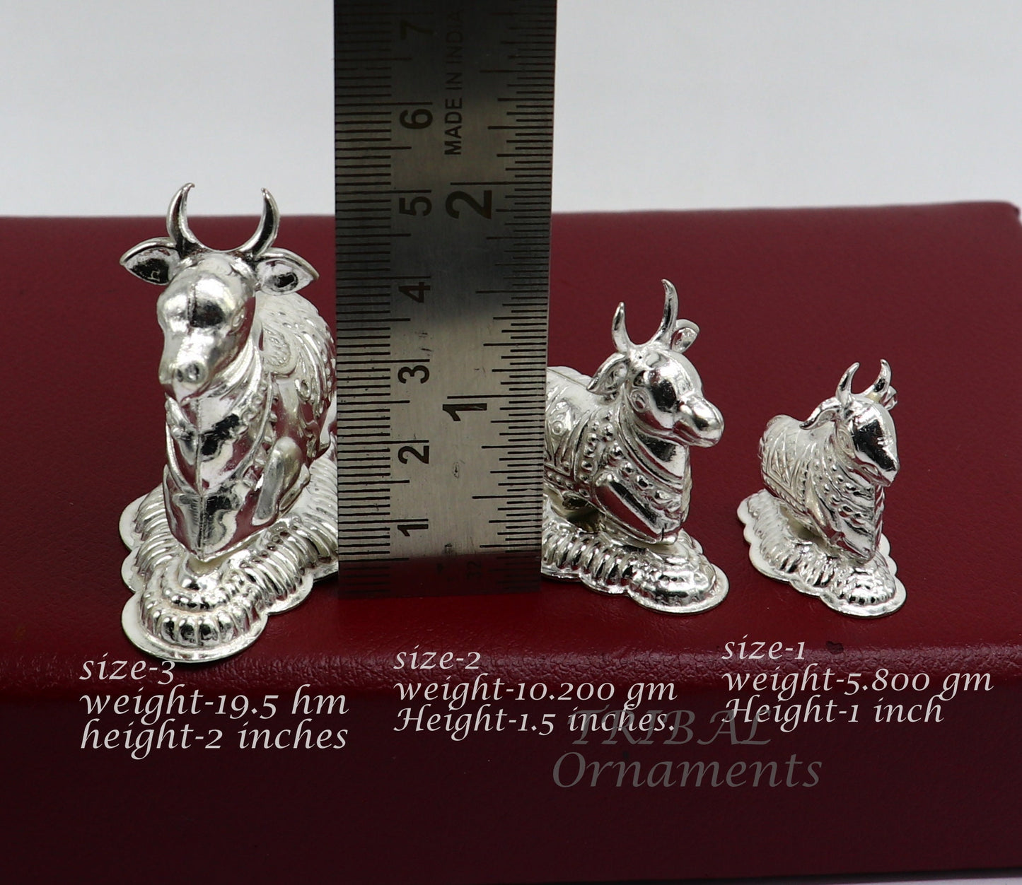Lord Shiva Vahan Nandi Maharaj sterling silver handmade small article for puja, best gift for lord Shiva, divine Nandi statue su982 - TRIBAL ORNAMENTS